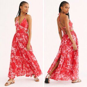 Free People Lille Print Maxi Dress In Raspberry Medium